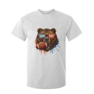 Cool Game Day Bear Graphic T Shirt For Kid Bold Football Fan Dripping Paint TS02 White Print Your Wear