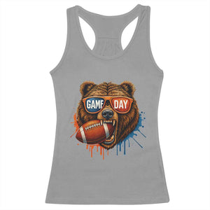 Cool Game Day Bear Graphic Racerback Tank Top Bold Football Fan Dripping Paint TS02 Sport Gray Print Your Wear