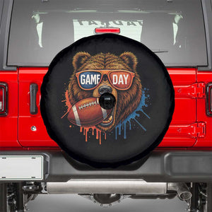 Cool Game Day Bear Graphic Spare Tire Cover Bold Football Fan Dripping Paint TS02 Black Print Your Wear