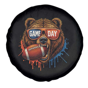Cool Game Day Bear Graphic Spare Tire Cover Bold Football Fan Dripping Paint TS02 Print Your Wear