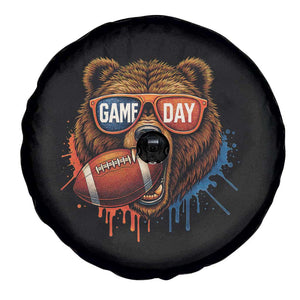 Cool Game Day Bear Graphic Spare Tire Cover Bold Football Fan Dripping Paint TS02 Print Your Wear
