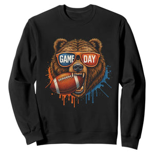 Cool Game Day Bear Graphic Sweatshirt Bold Football Fan Dripping Paint TS02 Black Print Your Wear