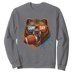 Cool Game Day Bear Graphic Sweatshirt Bold Football Fan Dripping Paint TS02 Charcoal Print Your Wear