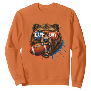 Cool Game Day Bear Graphic Sweatshirt Bold Football Fan Dripping Paint TS02 Orange Print Your Wear