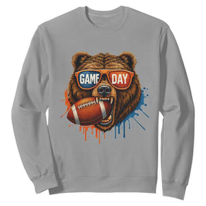 Cool Game Day Bear Graphic Sweatshirt Bold Football Fan Dripping Paint TS02 Sport Gray Print Your Wear