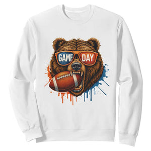 Cool Game Day Bear Graphic Sweatshirt Bold Football Fan Dripping Paint TS02 White Print Your Wear