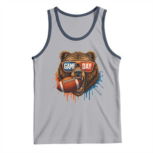 Cool Game Day Bear Graphic Tank Top Bold Football Fan Dripping Paint TS02 Athletic Heather Navy Print Your Wear