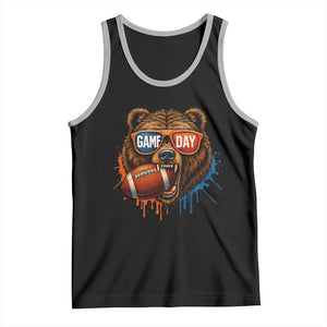 Cool Game Day Bear Graphic Tank Top Bold Football Fan Dripping Paint TS02 Black Athletic Heather Print Your Wear