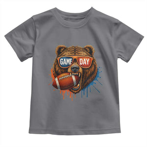 Cool Game Day Bear Graphic Toddler T Shirt Bold Football Fan Dripping Paint TS02 Charcoal Print Your Wear