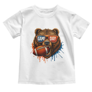 Cool Game Day Bear Graphic Toddler T Shirt Bold Football Fan Dripping Paint TS02 White Print Your Wear