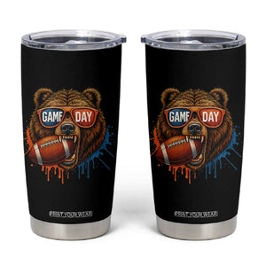 Cool Game Day Bear Graphic Tumbler Cup Bold Football Fan Dripping Paint TS02 Black Print Your Wear