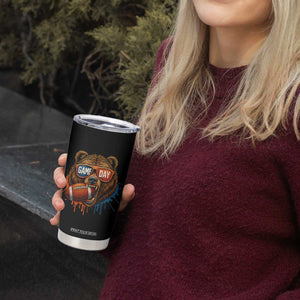 Cool Game Day Bear Graphic Tumbler Cup Bold Football Fan Dripping Paint TS02 Print Your Wear