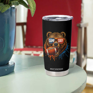 Cool Game Day Bear Graphic Tumbler Cup Bold Football Fan Dripping Paint TS02 Print Your Wear