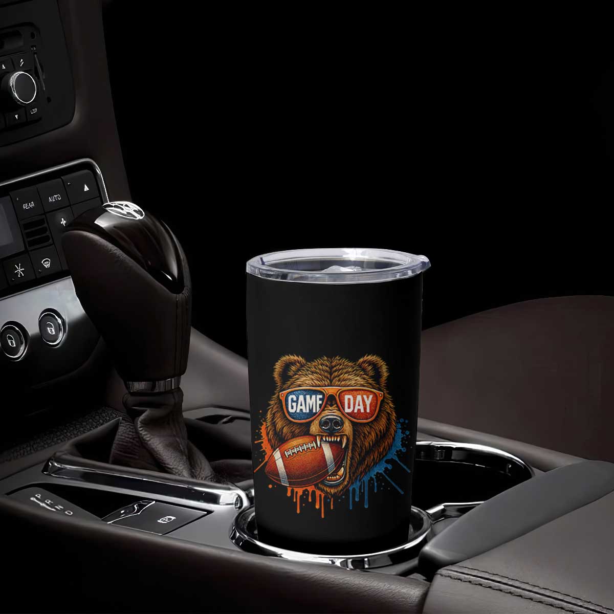 Cool Game Day Bear Graphic Tumbler Cup Bold Football Fan Dripping Paint TS02 Print Your Wear