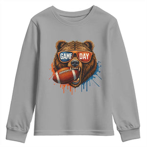 Cool Game Day Bear Graphic Youth Sweatshirt Bold Football Fan Dripping Paint TS02 Sport Gray Print Your Wear