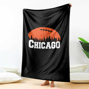 Chicago Skyline Football Graphic Throw Blanket Bold Windy City Fan Art for Game Days TS02 Print Your Wear