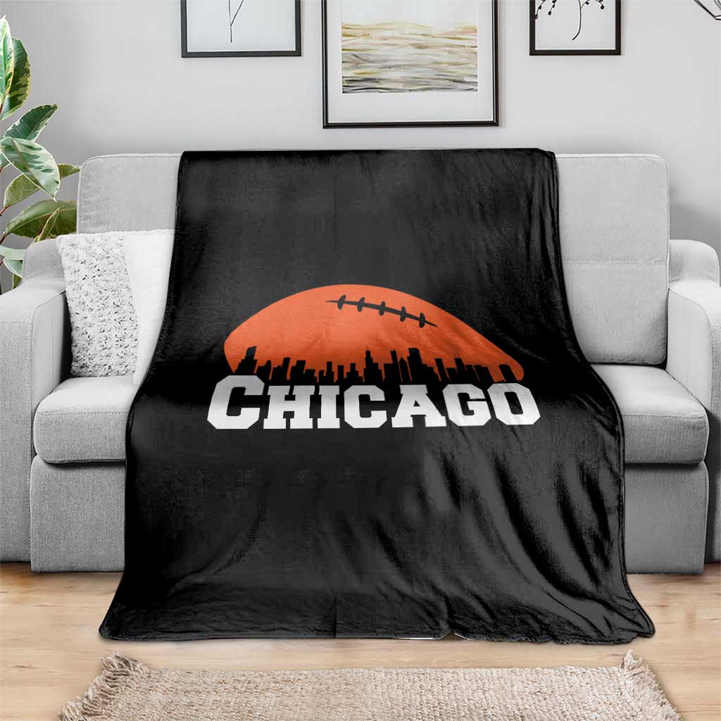 Chicago Skyline Football Graphic Throw Blanket Bold Windy City Fan Art for Game Days TS02 Print Your Wear