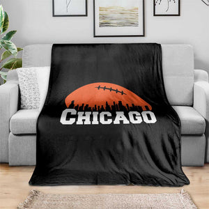 Chicago Skyline Football Graphic Throw Blanket Bold Windy City Fan Art for Game Days TS02 Print Your Wear