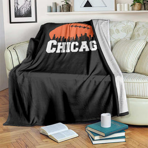 Chicago Skyline Football Graphic Throw Blanket Bold Windy City Fan Art for Game Days TS02 Print Your Wear