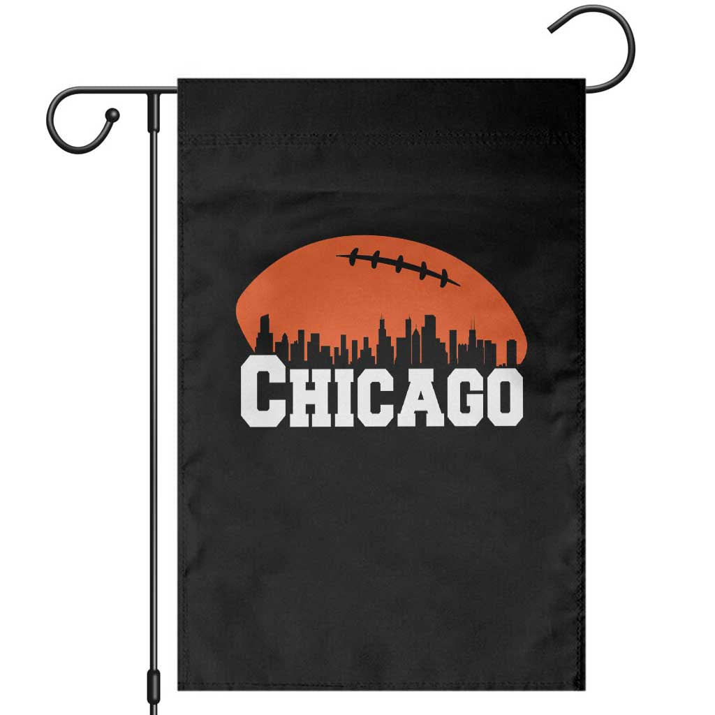 Chicago Skyline Football Graphic Garden Flag Bold Windy City Fan Art for Game Days TS02 Black Print Your Wear