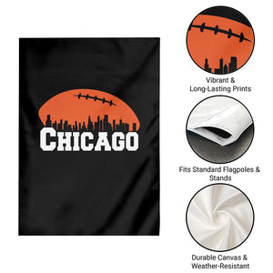 Chicago Skyline Football Graphic Garden Flag Bold Windy City Fan Art for Game Days TS02 Print Your Wear