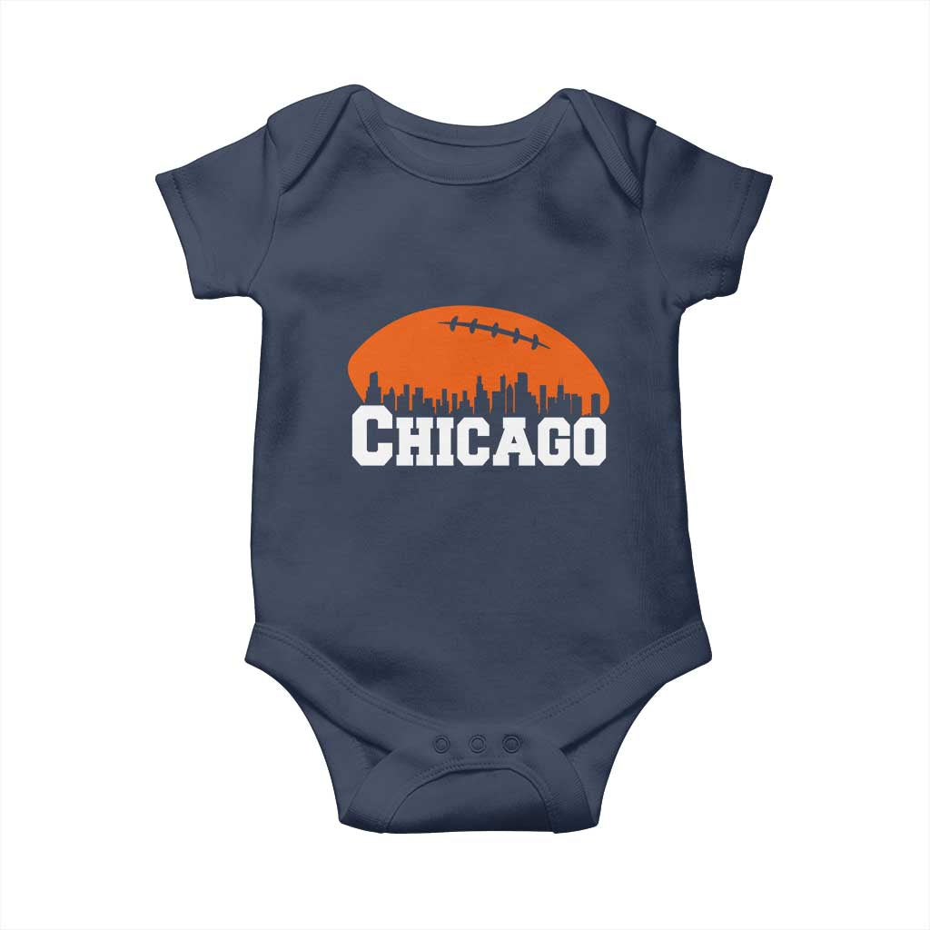 Chicago Skyline Football Graphic Baby Onesie Bold Windy City Fan Art for Game Days TS02 Navy Print Your Wear