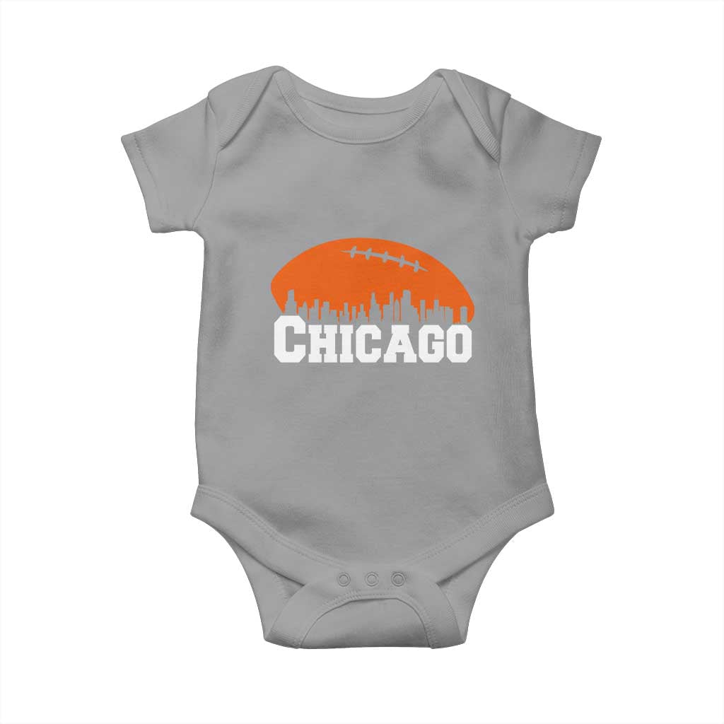 Chicago Skyline Football Graphic Baby Onesie Bold Windy City Fan Art for Game Days TS02 Sport Gray Print Your Wear