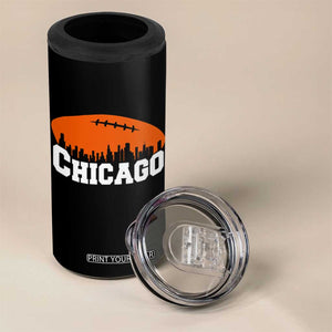 Chicago Skyline Football Graphic 4 in 1 Can Cooler Tumbler Bold Windy City Fan Art for Game Days TS02 Print Your Wear
