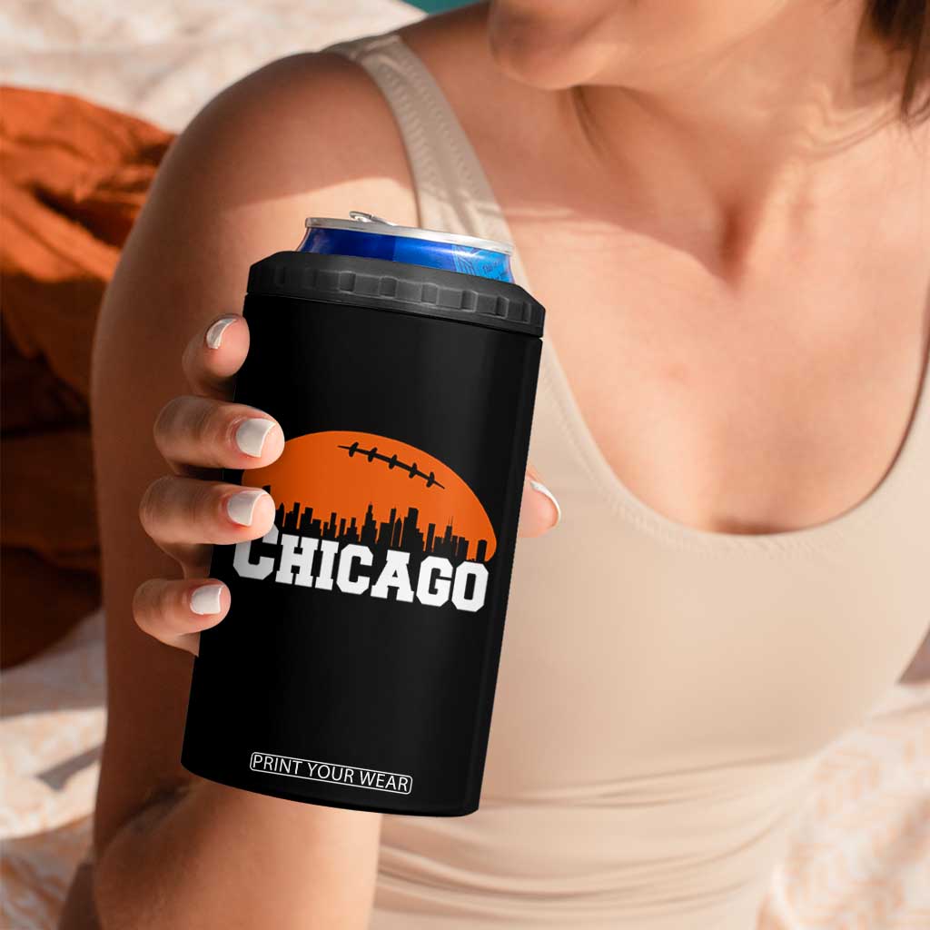 Chicago Skyline Football Graphic 4 in 1 Can Cooler Tumbler Bold Windy City Fan Art for Game Days TS02 Print Your Wear