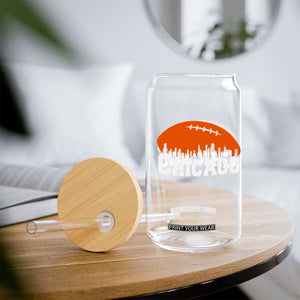 Chicago Skyline Football Graphic Glass Can Bold Windy City Fan Art for Game Days TS02 Print Your Wear