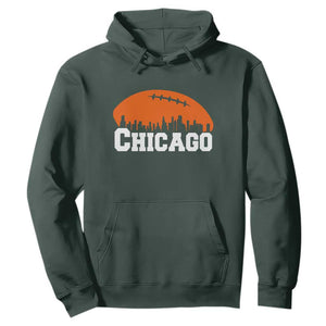 Chicago Skyline Football Graphic Hoodie Bold Windy City Fan Art for Game Days TS02 Dark Forest Green Print Your Wear