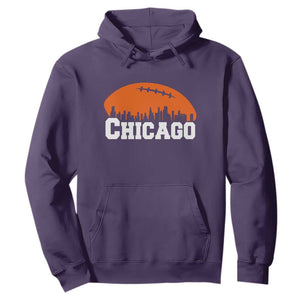 Chicago Skyline Football Graphic Hoodie Bold Windy City Fan Art for Game Days TS02 Purple Print Your Wear