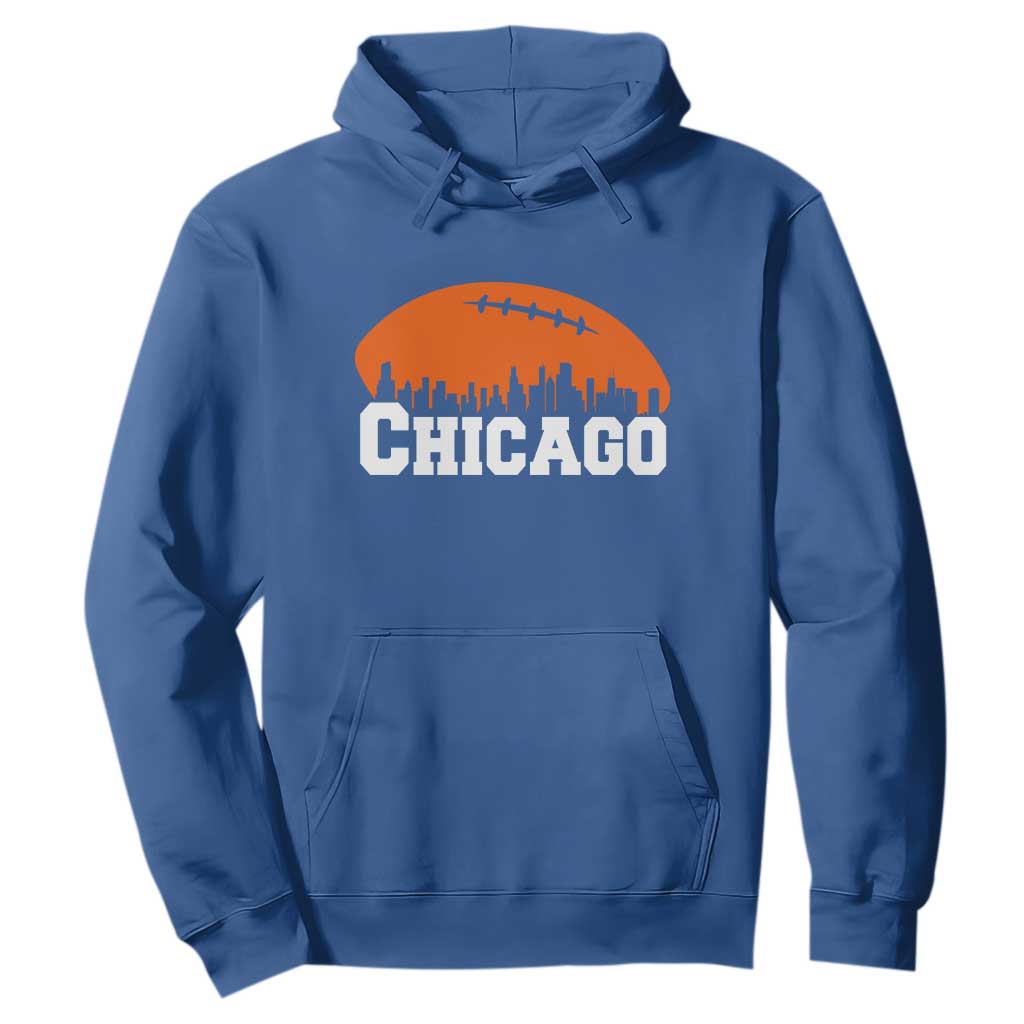 Chicago Skyline Football Graphic Hoodie Bold Windy City Fan Art for Game Days TS02 Royal Blue Print Your Wear