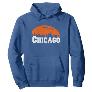 Chicago Skyline Football Graphic Hoodie Bold Windy City Fan Art for Game Days TS02 Royal Blue Print Your Wear