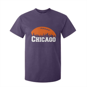 Chicago Skyline Football Graphic T Shirt For Kid Bold Windy City Fan Art for Game Days TS02 Purple Print Your Wear