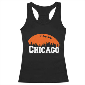 Chicago Skyline Football Graphic Racerback Tank Top Bold Windy City Fan Art for Game Days TS02 Black Print Your Wear