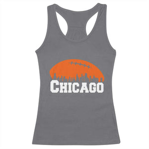 Chicago Skyline Football Graphic Racerback Tank Top Bold Windy City Fan Art for Game Days TS02 Charcoal Print Your Wear