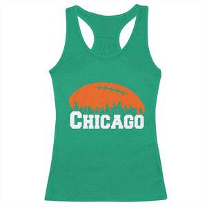 Chicago Skyline Football Graphic Racerback Tank Top Bold Windy City Fan Art for Game Days TS02 Irish Green Print Your Wear