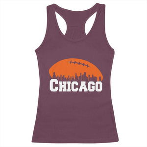 Chicago Skyline Football Graphic Racerback Tank Top Bold Windy City Fan Art for Game Days TS02 Maroon Print Your Wear