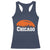 Chicago Skyline Football Graphic Racerback Tank Top Bold Windy City Fan Art for Game Days TS02 Navy Print Your Wear
