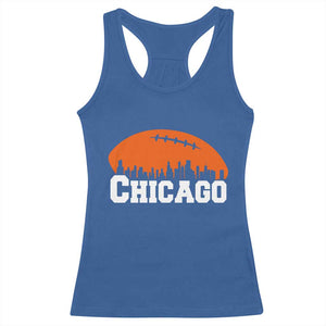 Chicago Skyline Football Graphic Racerback Tank Top Bold Windy City Fan Art for Game Days TS02 Royal Blue Print Your Wear