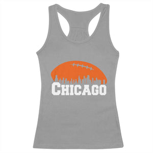 Chicago Skyline Football Graphic Racerback Tank Top Bold Windy City Fan Art for Game Days TS02 Sport Gray Print Your Wear