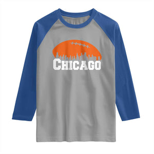 Chicago Skyline Football Graphic Raglan Shirt Bold Windy City Fan Art for Game Days TS02 Sport Gray Royal Print Your Wear