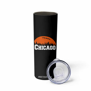 Chicago Skyline Football Graphic Skinny Tumbler Bold Windy City Fan Art for Game Days TS02 Print Your Wear
