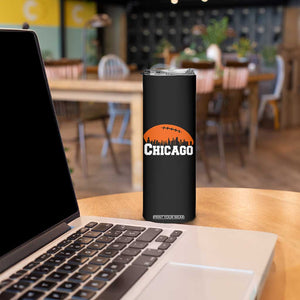 Chicago Skyline Football Graphic Skinny Tumbler Bold Windy City Fan Art for Game Days TS02 Print Your Wear