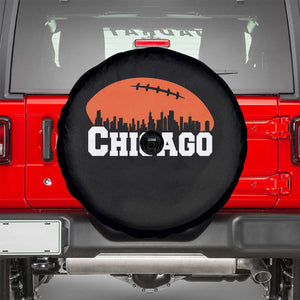 Chicago Skyline Football Graphic Spare Tire Cover Bold Windy City Fan Art for Game Days TS02 Black Print Your Wear