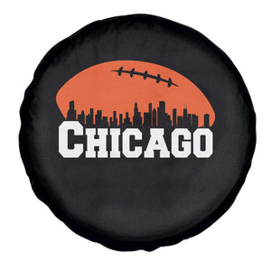 Chicago Skyline Football Graphic Spare Tire Cover Bold Windy City Fan Art for Game Days TS02 Print Your Wear