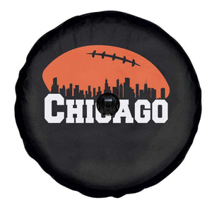 Chicago Skyline Football Graphic Spare Tire Cover Bold Windy City Fan Art for Game Days TS02 Print Your Wear
