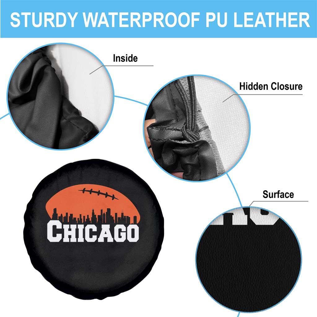 Chicago Skyline Football Graphic Spare Tire Cover Bold Windy City Fan Art for Game Days TS02 Print Your Wear
