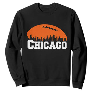 Chicago Skyline Football Graphic Sweatshirt Bold Windy City Fan Art for Game Days TS02 Black Print Your Wear